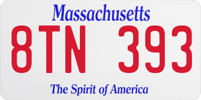 MA license plate 8TN393