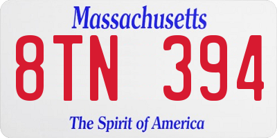 MA license plate 8TN394