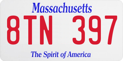 MA license plate 8TN397