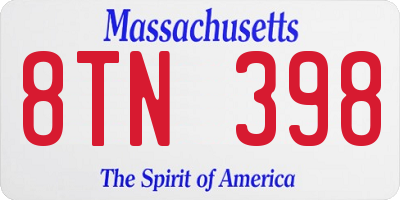 MA license plate 8TN398