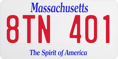 MA license plate 8TN401