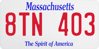 MA license plate 8TN403