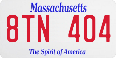 MA license plate 8TN404