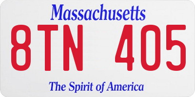 MA license plate 8TN405
