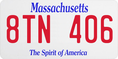 MA license plate 8TN406