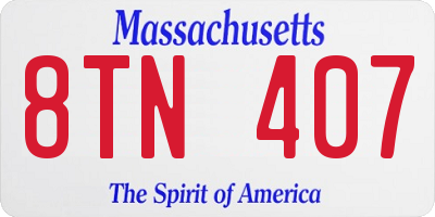 MA license plate 8TN407