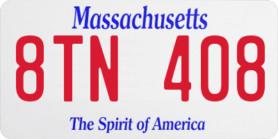 MA license plate 8TN408