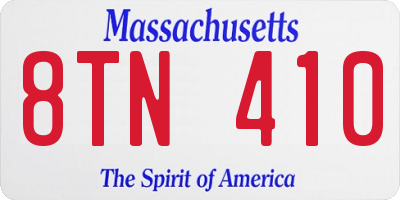 MA license plate 8TN410