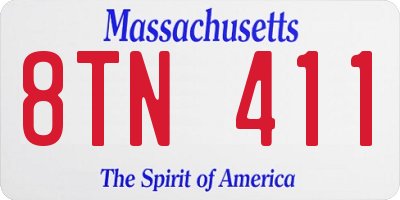 MA license plate 8TN411