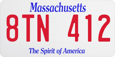 MA license plate 8TN412