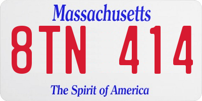 MA license plate 8TN414