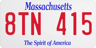 MA license plate 8TN415
