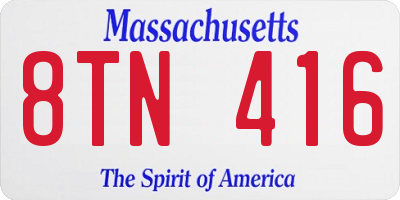 MA license plate 8TN416