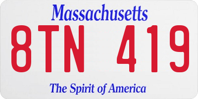 MA license plate 8TN419