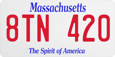 MA license plate 8TN420