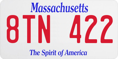 MA license plate 8TN422