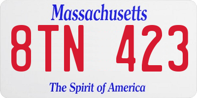 MA license plate 8TN423