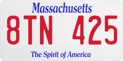 MA license plate 8TN425