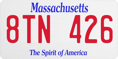 MA license plate 8TN426