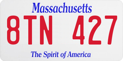MA license plate 8TN427