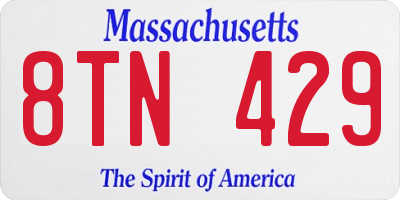 MA license plate 8TN429