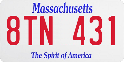 MA license plate 8TN431