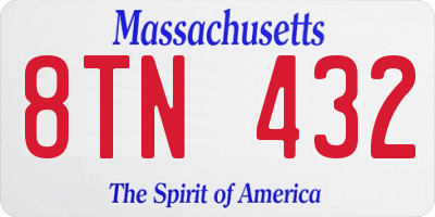 MA license plate 8TN432