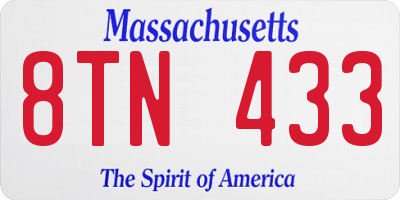 MA license plate 8TN433