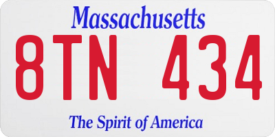MA license plate 8TN434