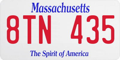 MA license plate 8TN435