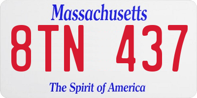 MA license plate 8TN437