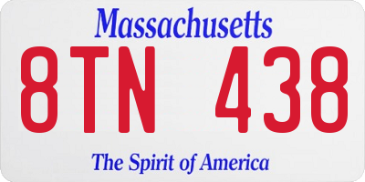 MA license plate 8TN438