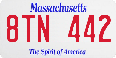 MA license plate 8TN442