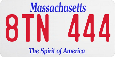 MA license plate 8TN444