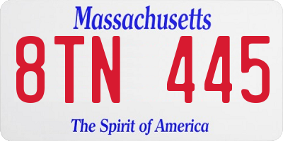 MA license plate 8TN445