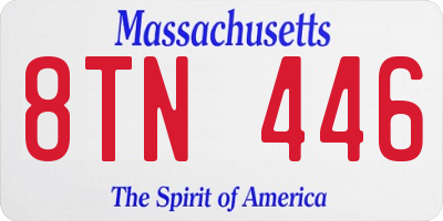 MA license plate 8TN446