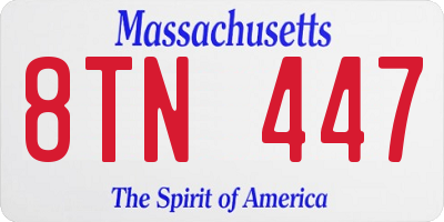 MA license plate 8TN447