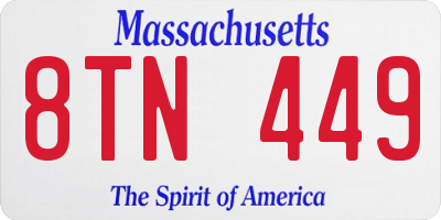 MA license plate 8TN449