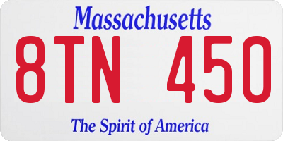 MA license plate 8TN450