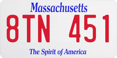 MA license plate 8TN451