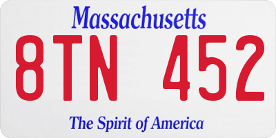 MA license plate 8TN452