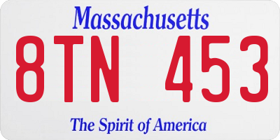 MA license plate 8TN453