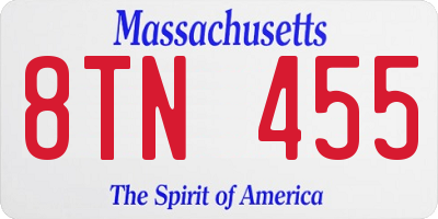 MA license plate 8TN455
