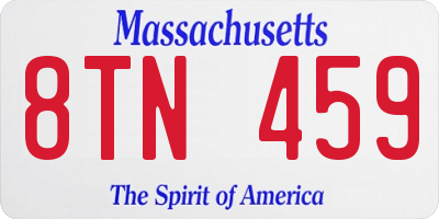MA license plate 8TN459