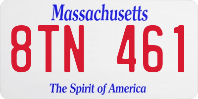 MA license plate 8TN461