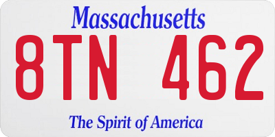 MA license plate 8TN462