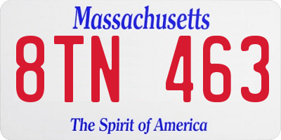 MA license plate 8TN463