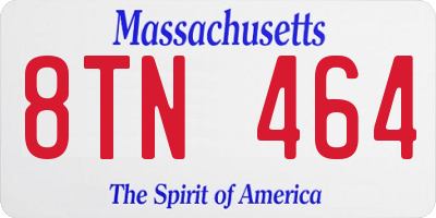 MA license plate 8TN464