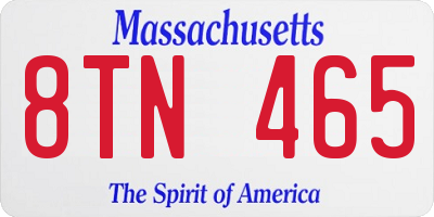 MA license plate 8TN465