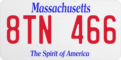 MA license plate 8TN466